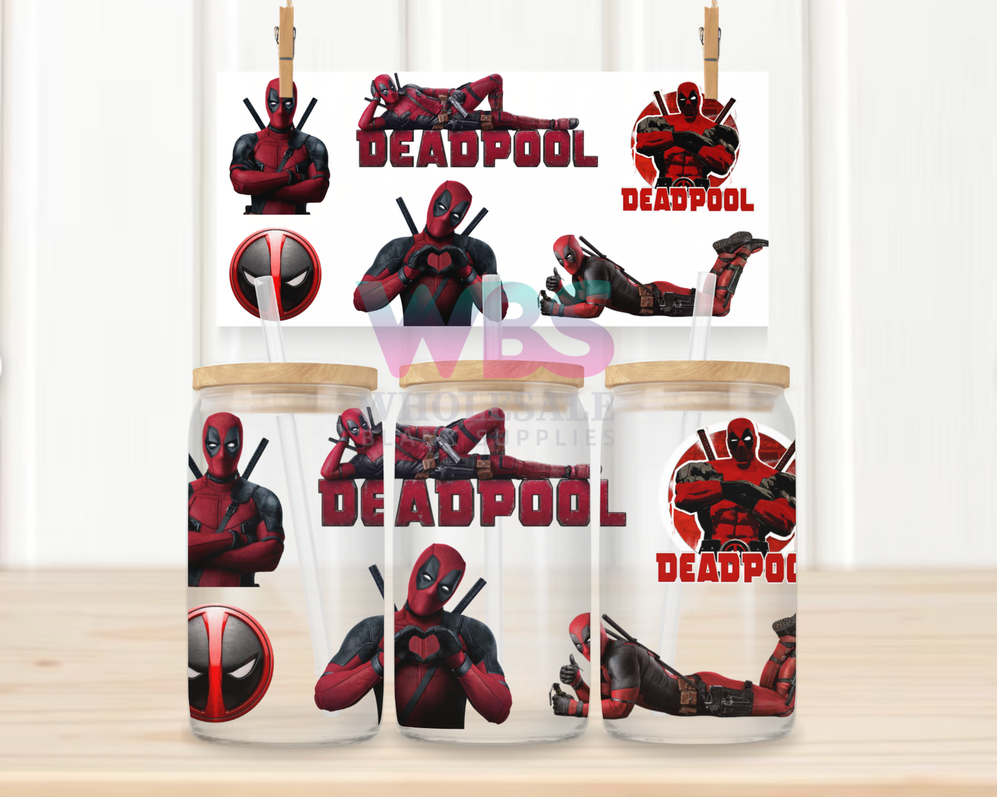 16oz UV DTF Libbey Wrap Deadpool #W54
