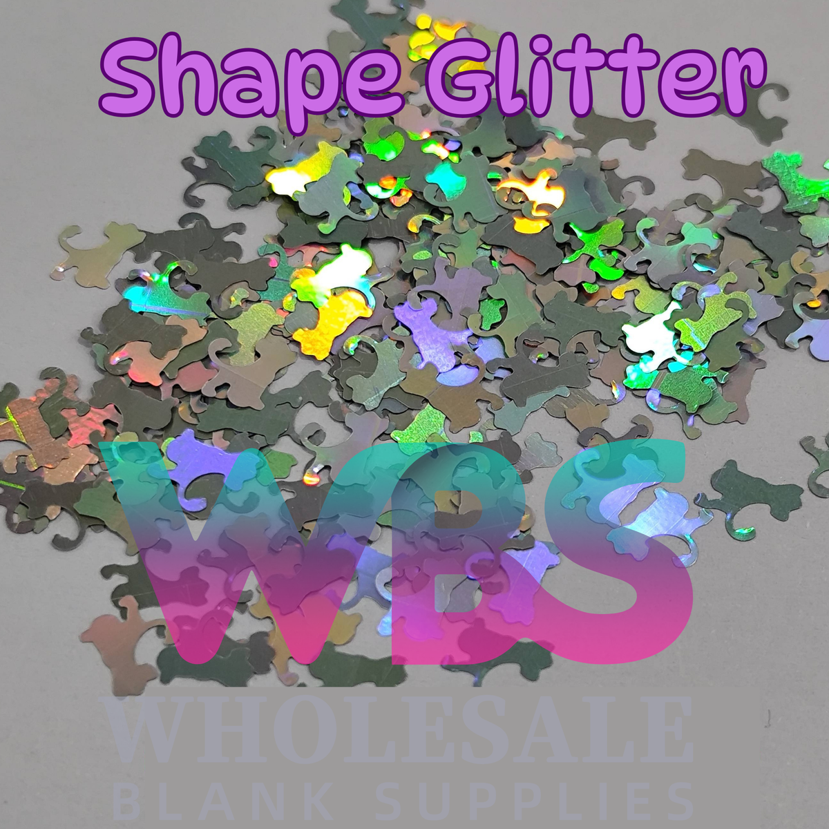Shapes Glitter | Holographic Silver Dog