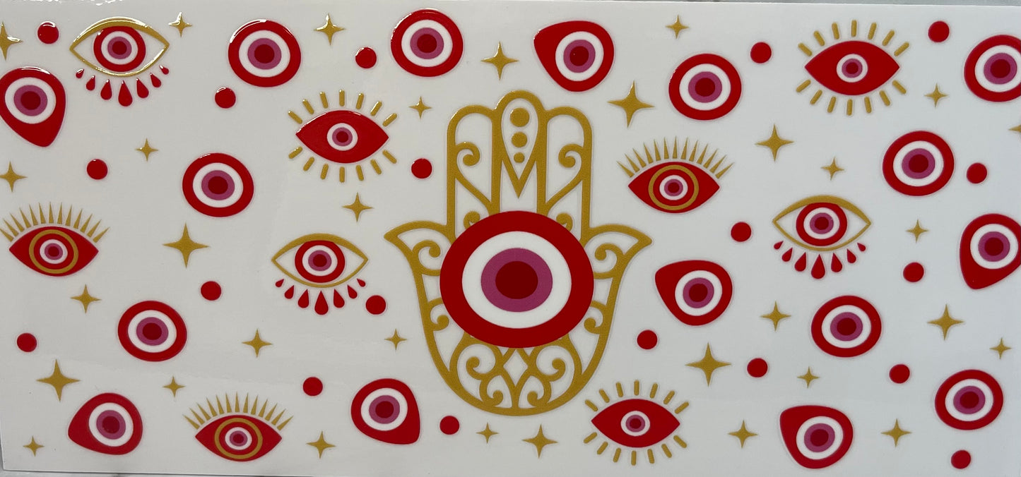 16oz UV DTF Libbey Wrap Red Evil Eye #542