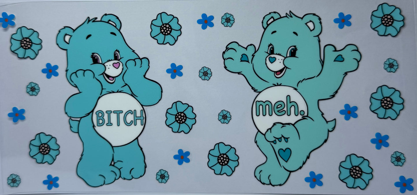 16oz UV DTF Libbey Wrap Care Bear bitch meh #551