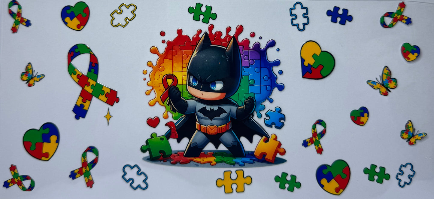 16oz UV DTF Libbey Wrap Batman autism awareness #532