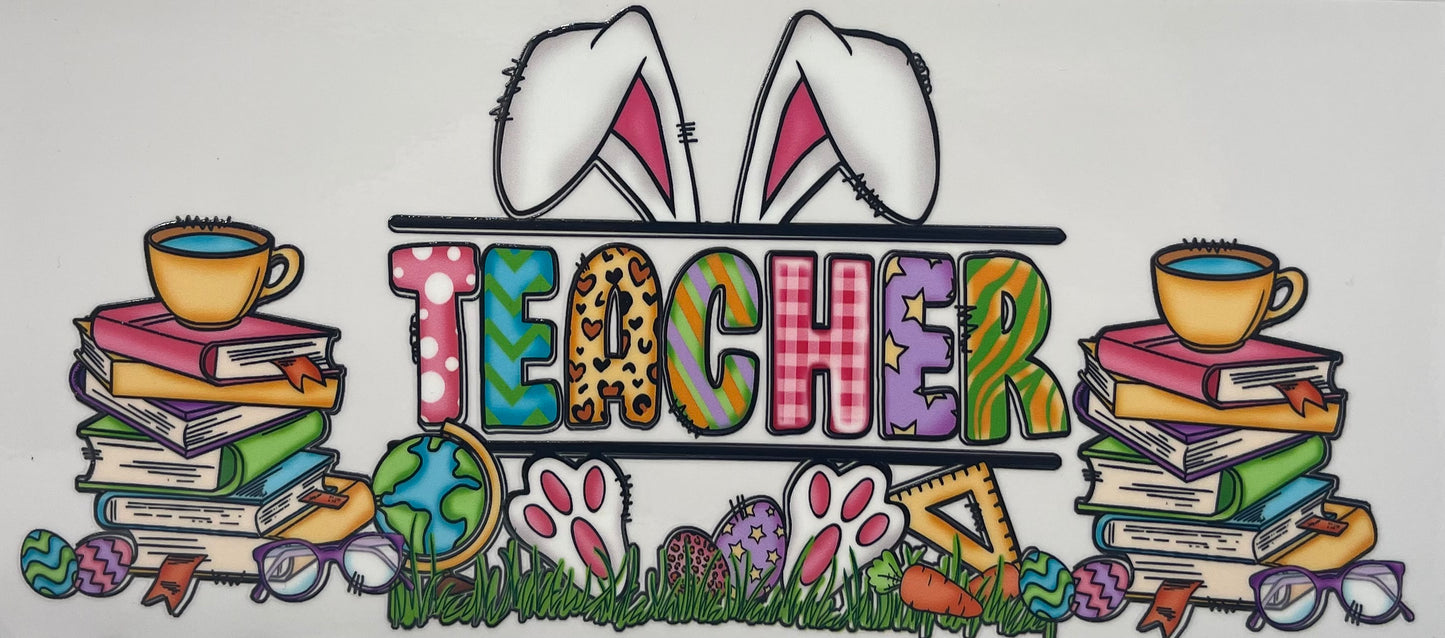 16oz UV DTF Libbey Wrap Teacher Bunny Ears #A191