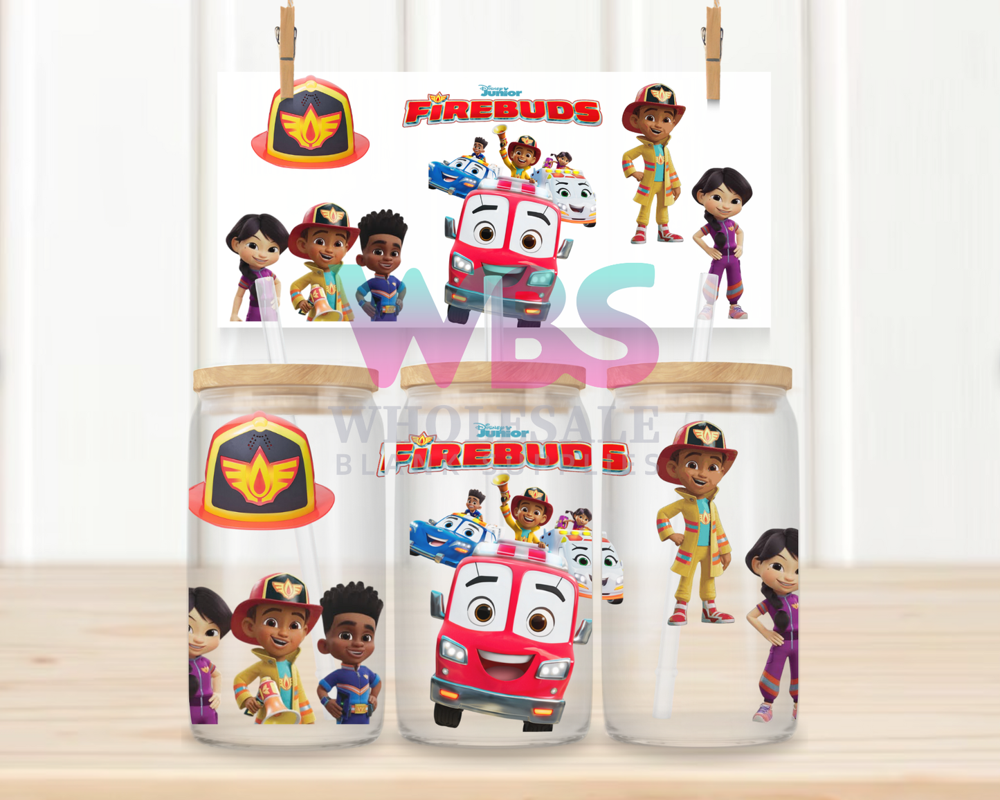 16oz UV DTF Libbey Wrap Firebuds Kids #W73