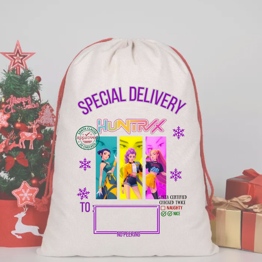 KPOP DEMON HUNTERS HUNTRIX 3 SANTA SACK DTF – SPECIAL DELIVERY DTF Print  🎅💌 pre order
