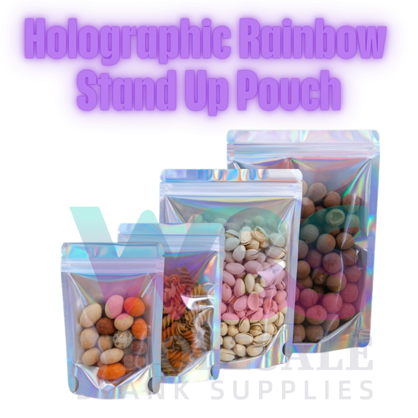 Holographic Rainbow Stand Up Pouch | 10 pack |