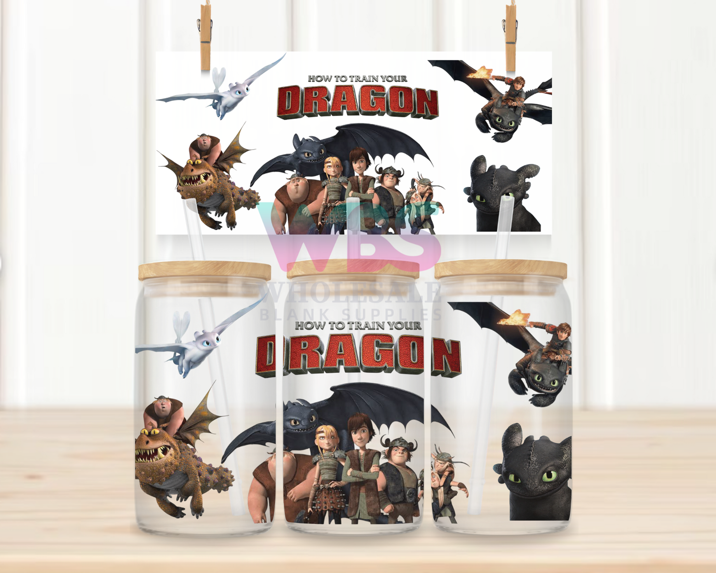 16oz UV DTF Libbey Wrap How to Train Dragon #W53