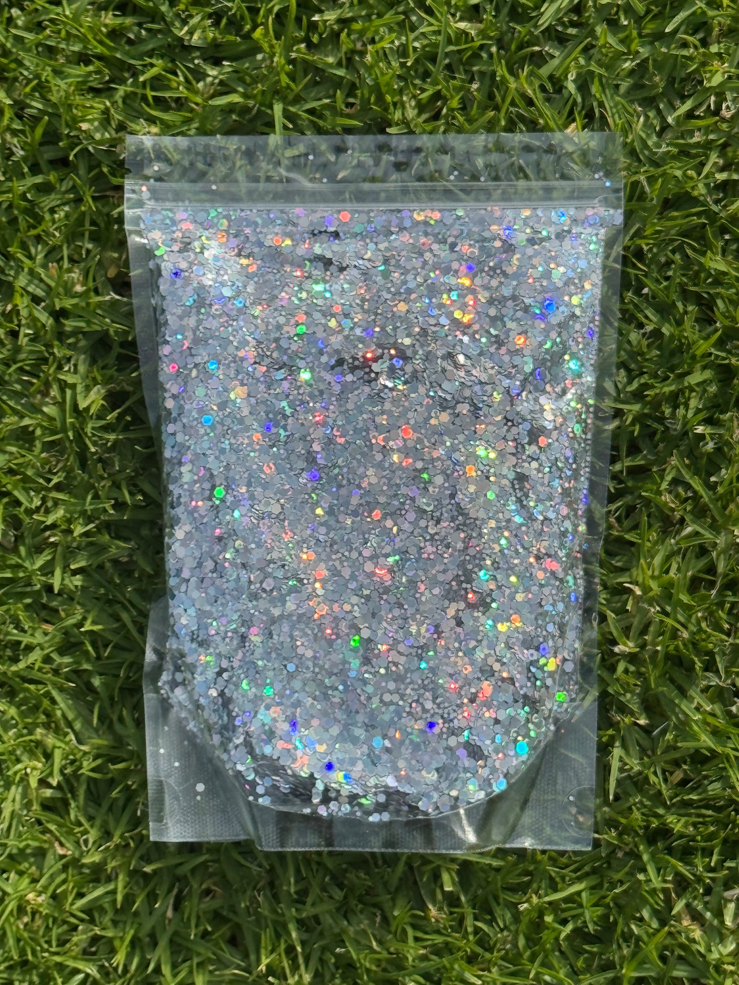 Chunky Glitter Pouch | 250gm | SILVER FOX