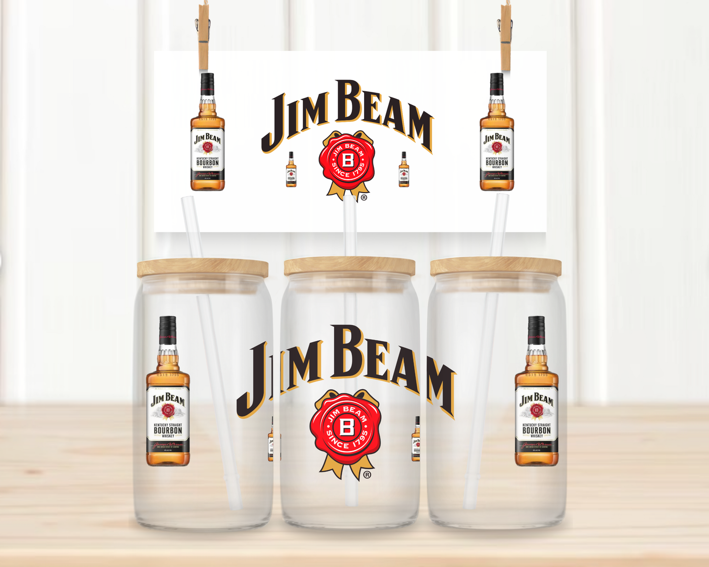 16oz UV DTF Libbey Wrap – Jim Beam Alcohol #W21