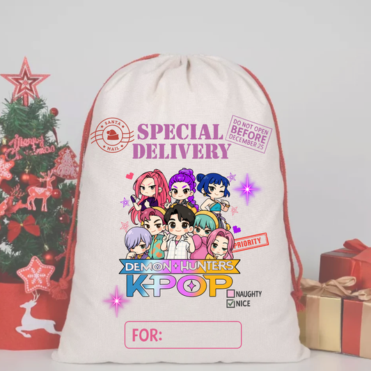 KPOP DEMON HUNTERS HUNTRIX 4 SANTA SACK DTF  – SPECIAL DELIVERY DTF Print  🎅💌 pre order