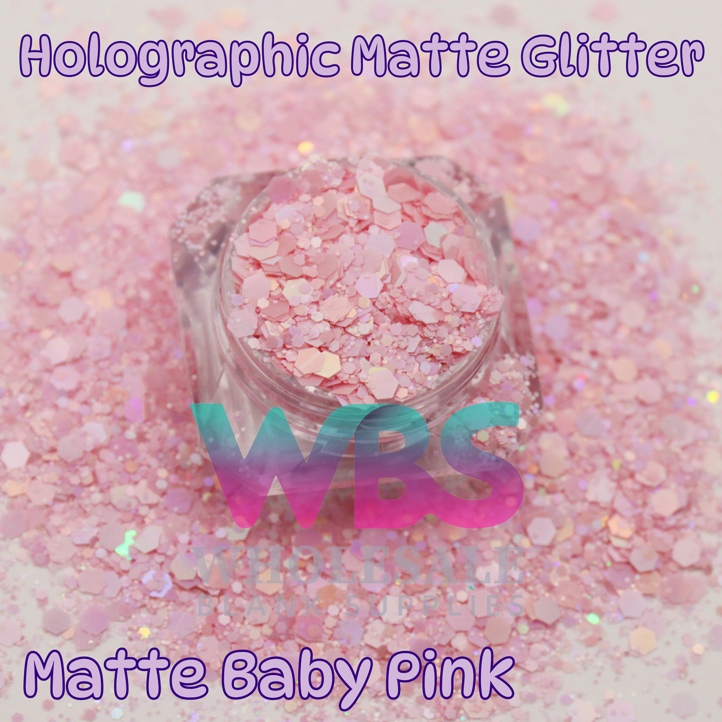 Holographic Matte Baby Pink Chunky Glitter | 50gm