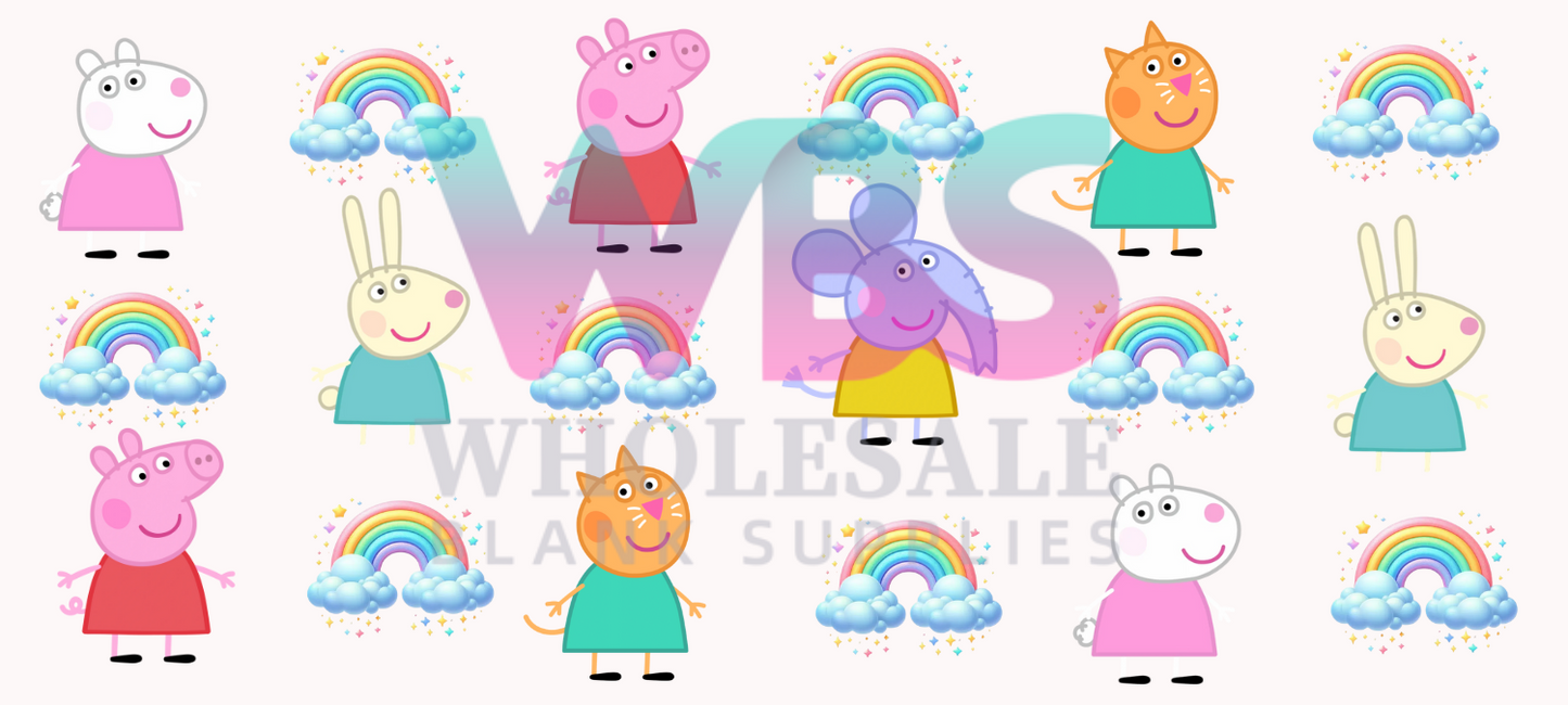 16oz UV DTF | SHOT GLASS Libbey Wrap PEPPA PIG AND GANG #a431