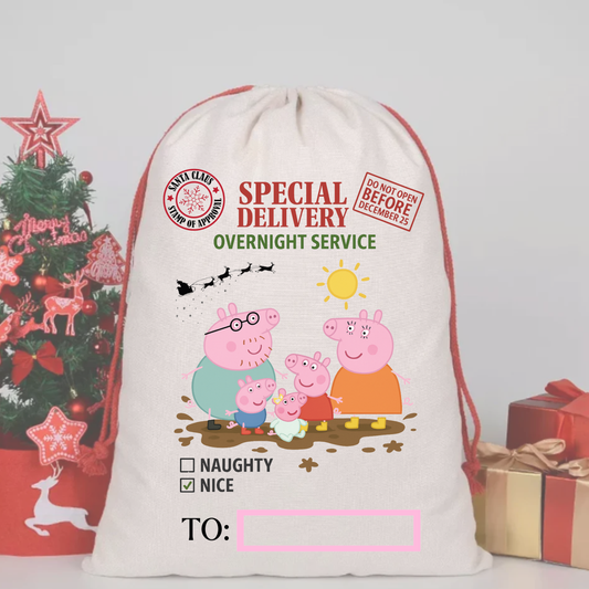 PEPPA PIG SANTA SACK DTF – SPECIAL DELIVERY DTF Print  🎅💌 pre order
