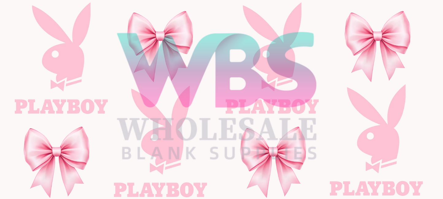 16oz UV DTF Libbey Wrap | Shot Glass PLAYBOY PINK pink bows #A434