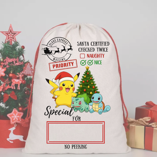 POKEMON PIKACHU SANTA SACK DTF – SPECIAL DELIVERY DTF Print  🎅💌 pre order