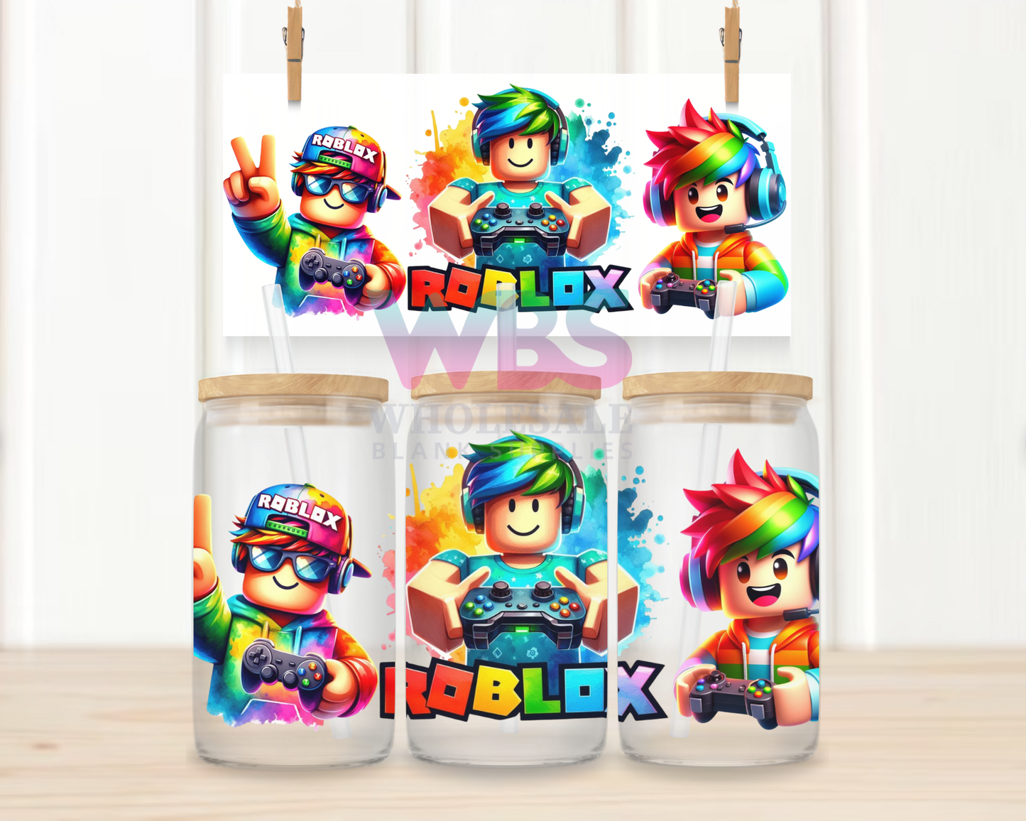 16oz UV DTF Libbey Wrap – Robolox gaming gamer #W56