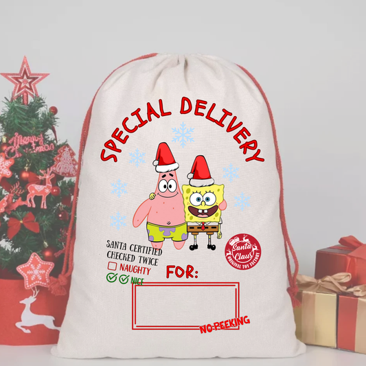 SPONGEBOB SQUARE PANTS PATRICK SACK DTF – SPECIAL DELIVERY DTF Print  🎅💌 pre order