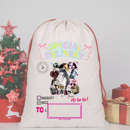 TAYLOR SWIFT SACK DTF – SPECIAL DELIVERY DTF Print  🎅💌 pre order OCTOBER