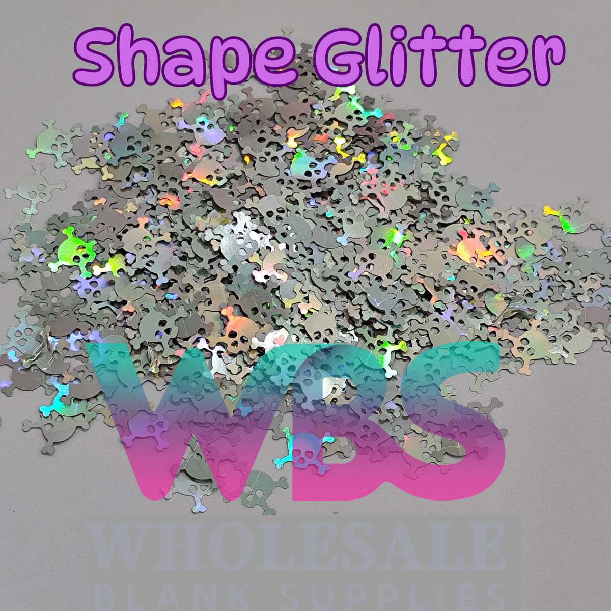 Shapes Glitter | Holographic Silver Skull 50gm