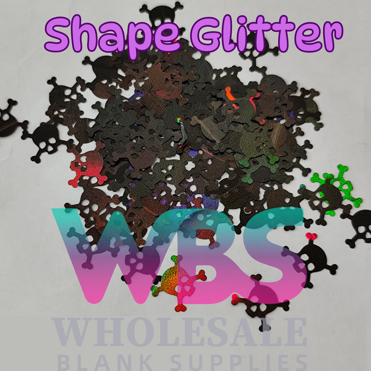 Shapes Glitter | Holographic Black Skull 50gm