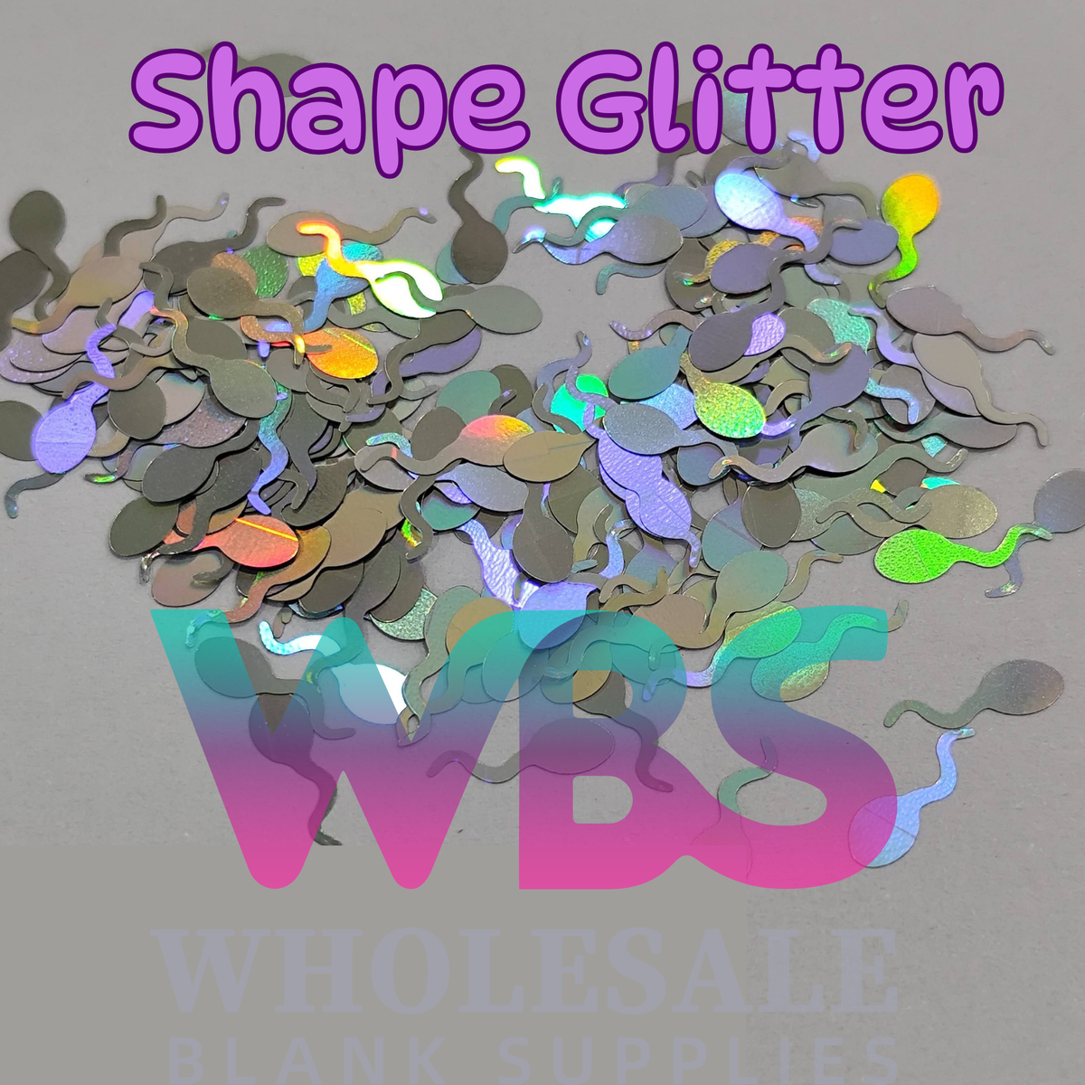 Shapes Glitter | Holographic Silver Tadpole 50gm
