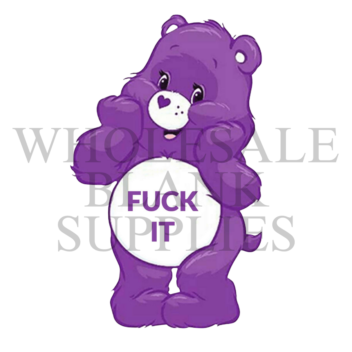 UV DTF Decal - Swear Bear Purple Fuck It #D05