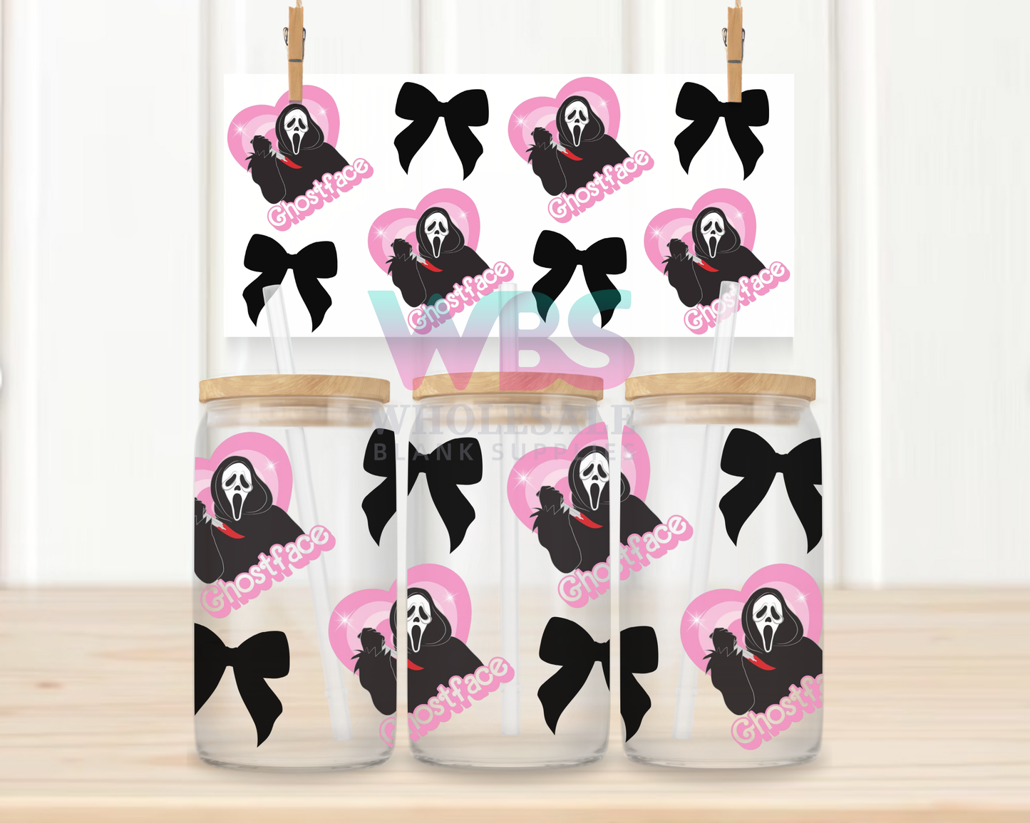 16oz UV DTF Libbey Wrap - Ghost Face Scream Horror #W29