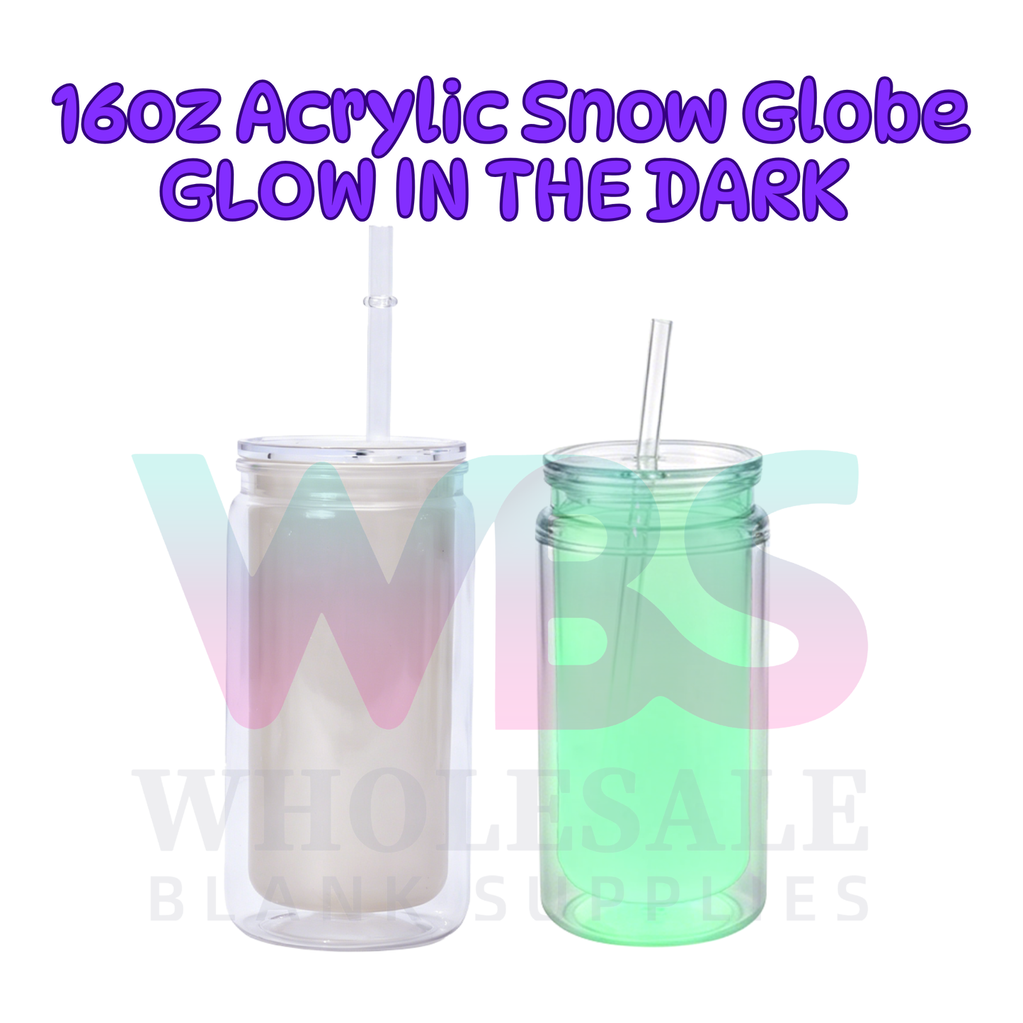 16oz GLOW IN THE DARK Acrylic Snow Globe Libby | Pre-Drilled