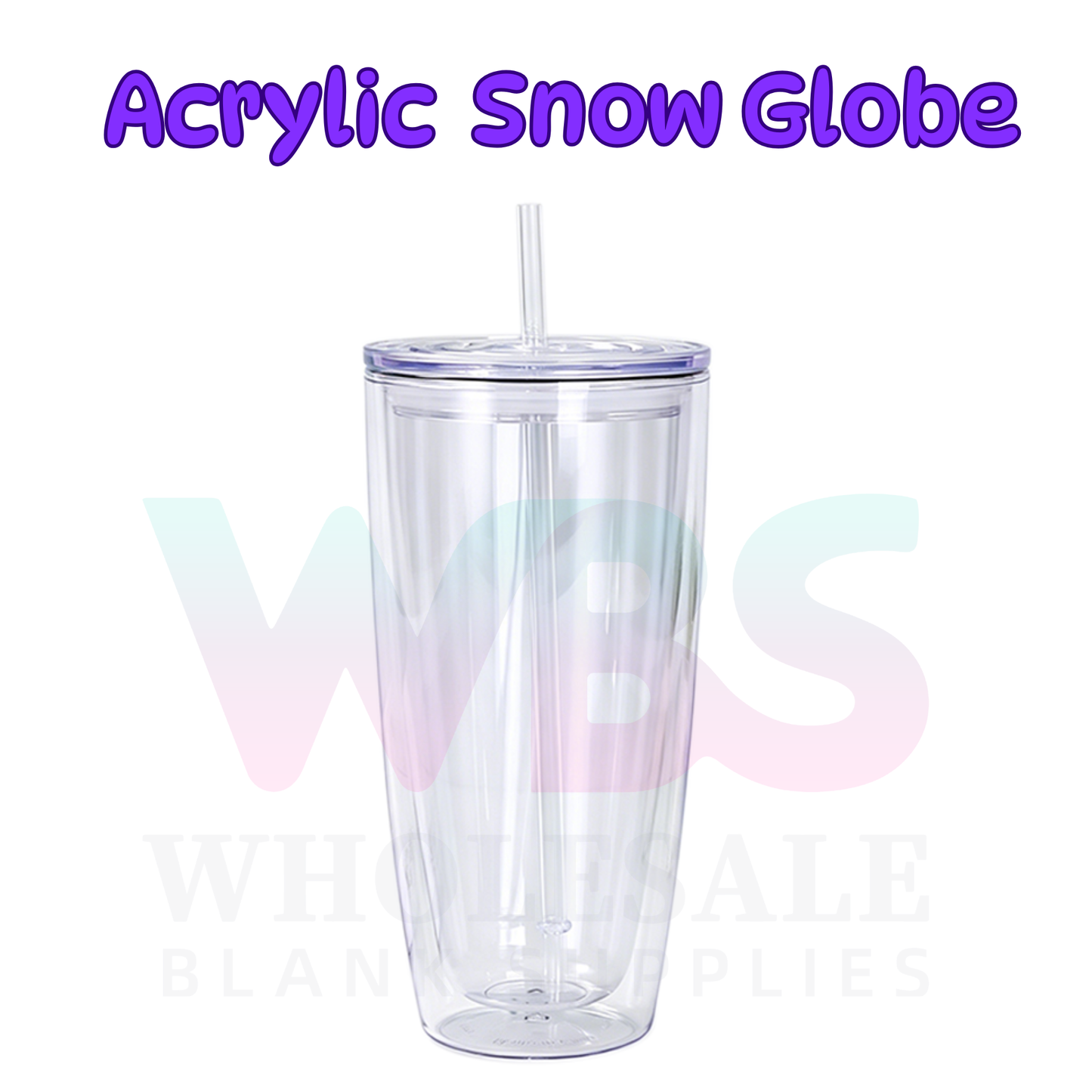 🔥 Stadium Acrylic Snow Globe Tumbler | Flat Lid | Pre-Drilled Craft Blank ( Pre Drill + Plug) Curved