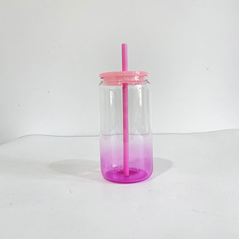BULK BUYS | 6/12 pack | 16oz Ombre Glass Libbey | Colour Lid | Colour Straw
