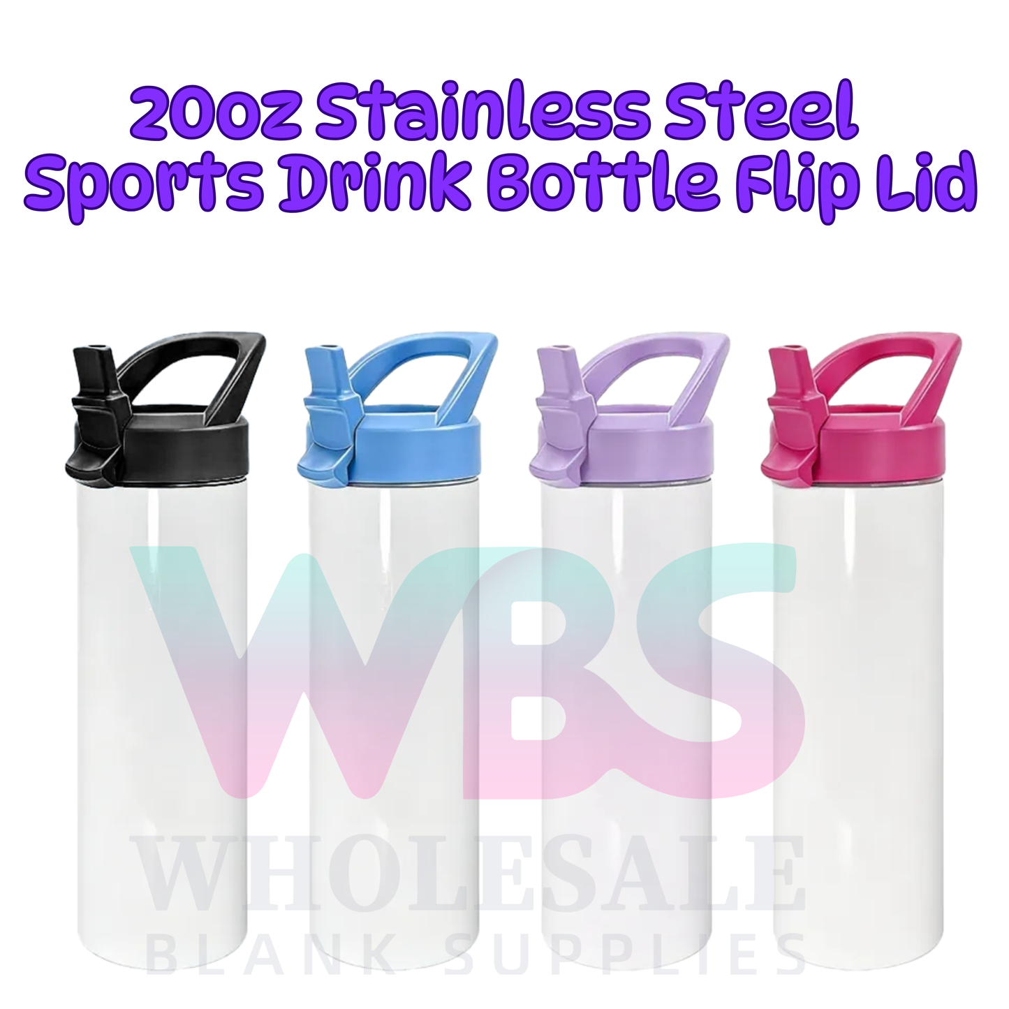 20oz | 590ml Stainless Steel Sports Drink Bottle | Flip Straw + Handle