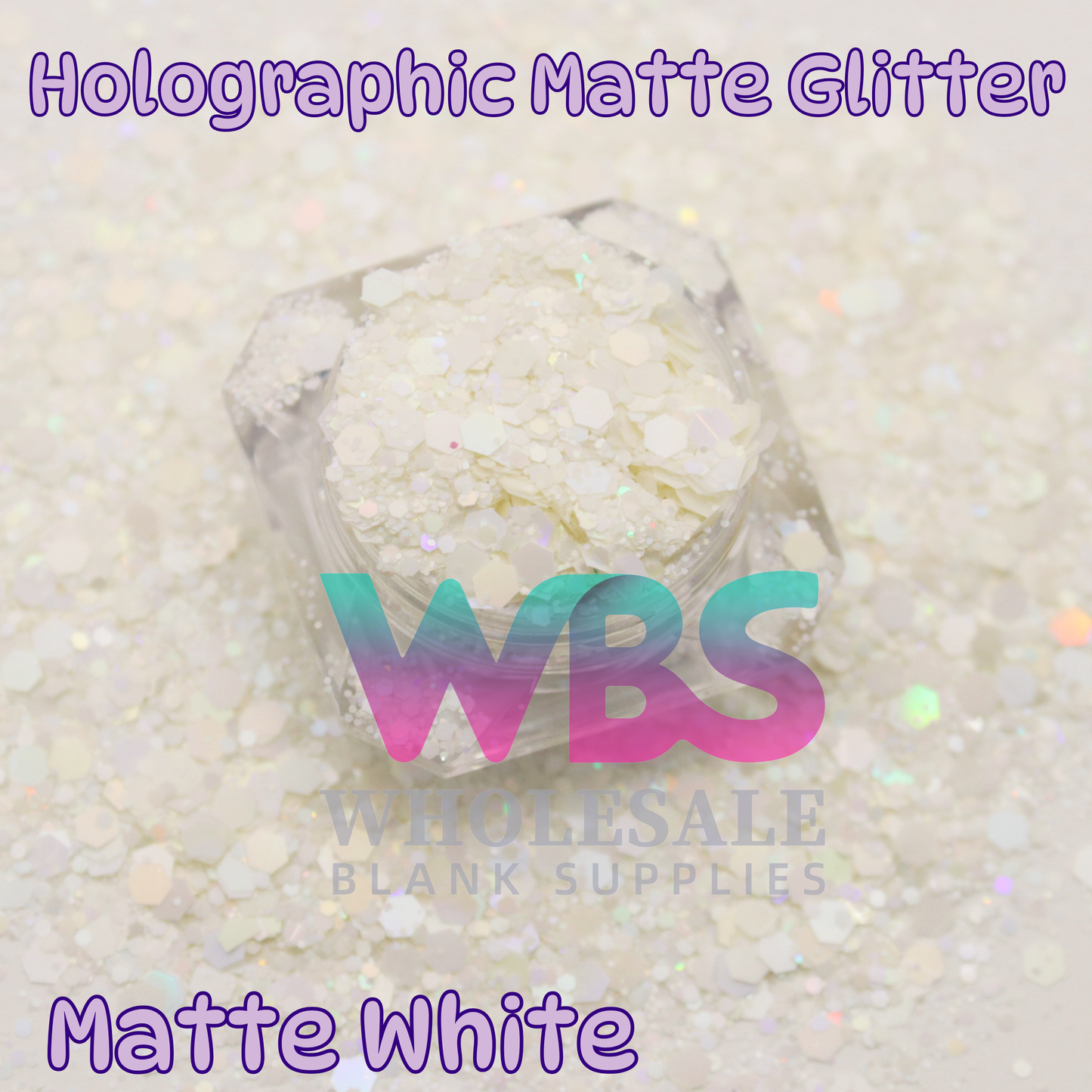 Holographic Matte White Chunky Glitter | 50gm