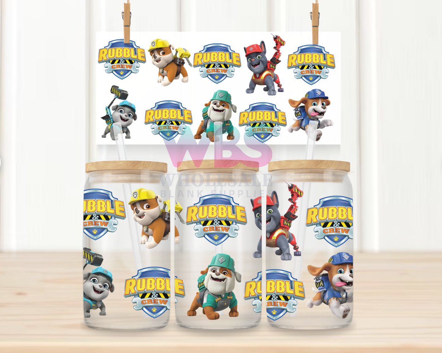 16oz UV DTF Libbey Wrap – Paw Patrol Rubble & Crew KIDS #W26