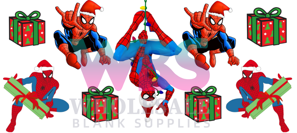 16oz UV DTF Libbey Wrap Christmas SPIDERMAN #W4