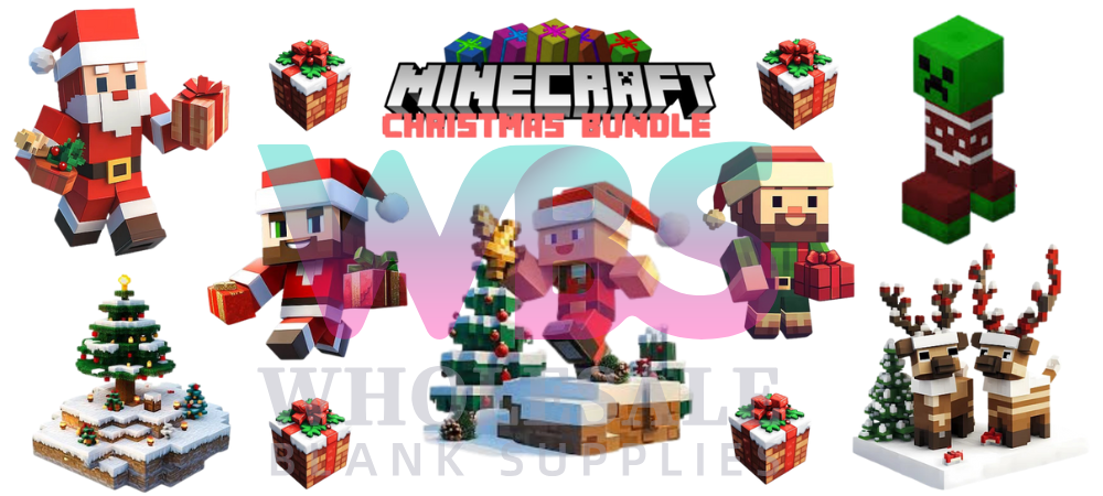 16oz UV DTF Libbey Wrap Christmas MINECRAFT #W7