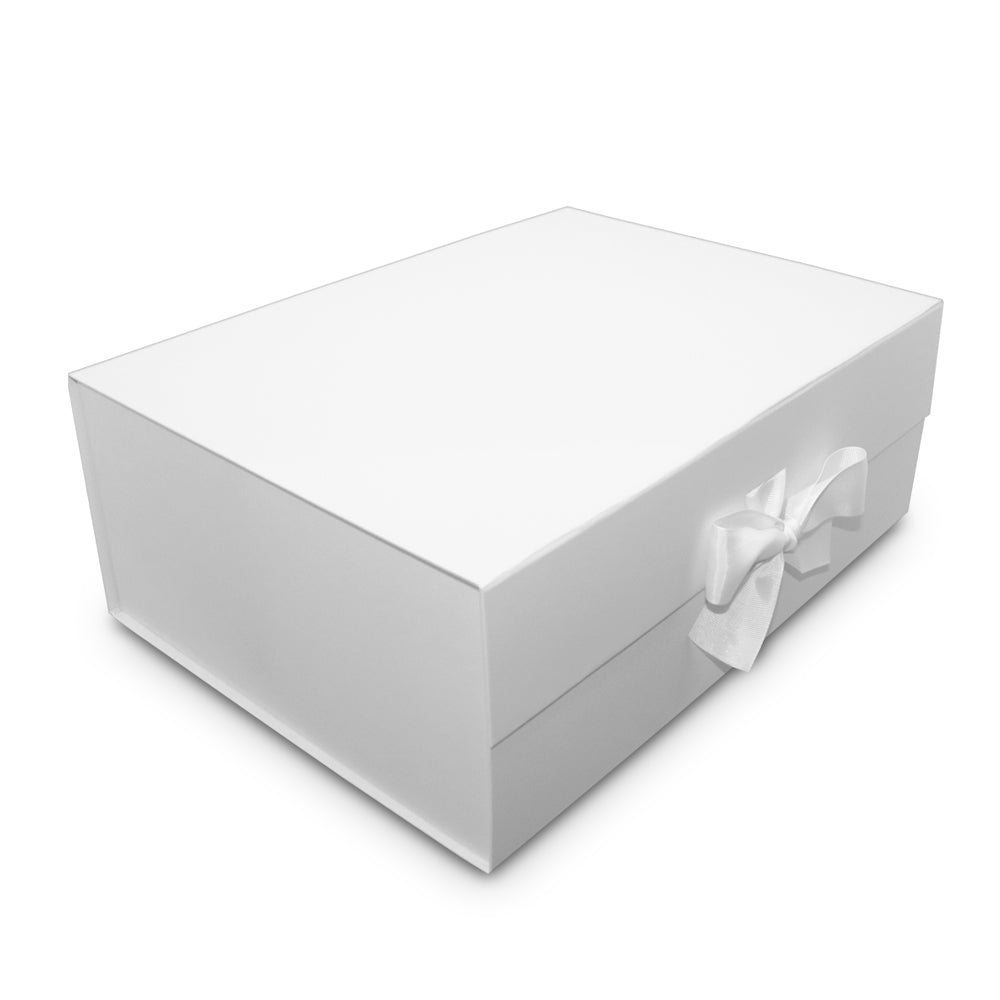 White Satin Ribbon XL Magnetic Rigid Gift Box
