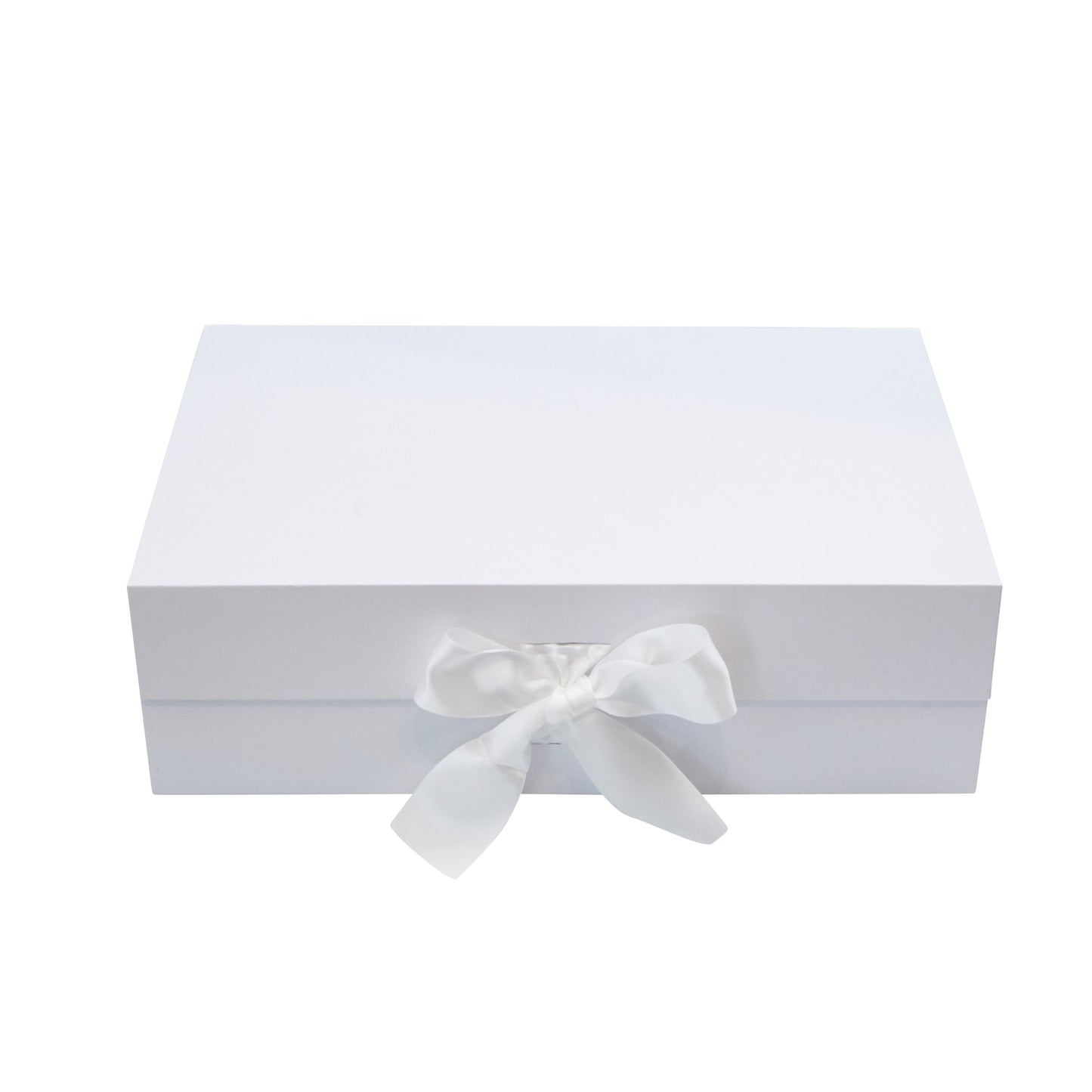 White Satin Ribbon Large Magnetic Rigid Gift Box