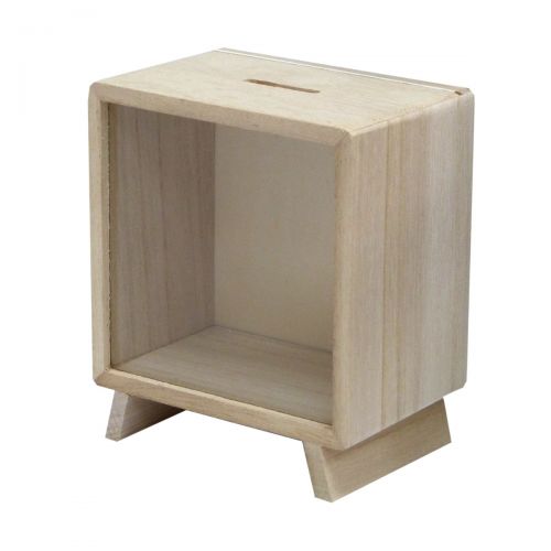 BULK BUYS TV Money Box Wooden 12 x 8 x 14cm