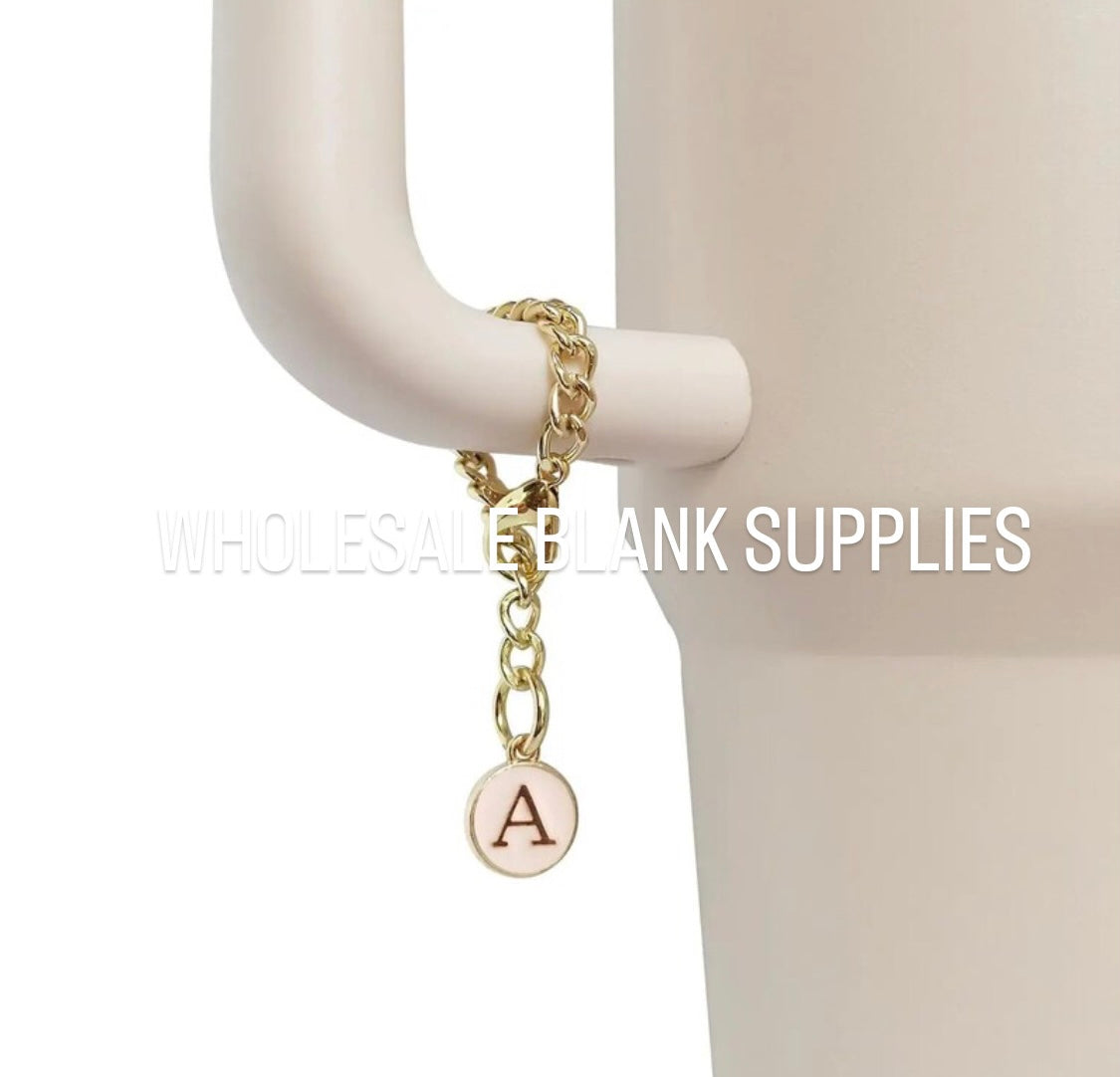 Alphabet Letter Charm Gold + Pink