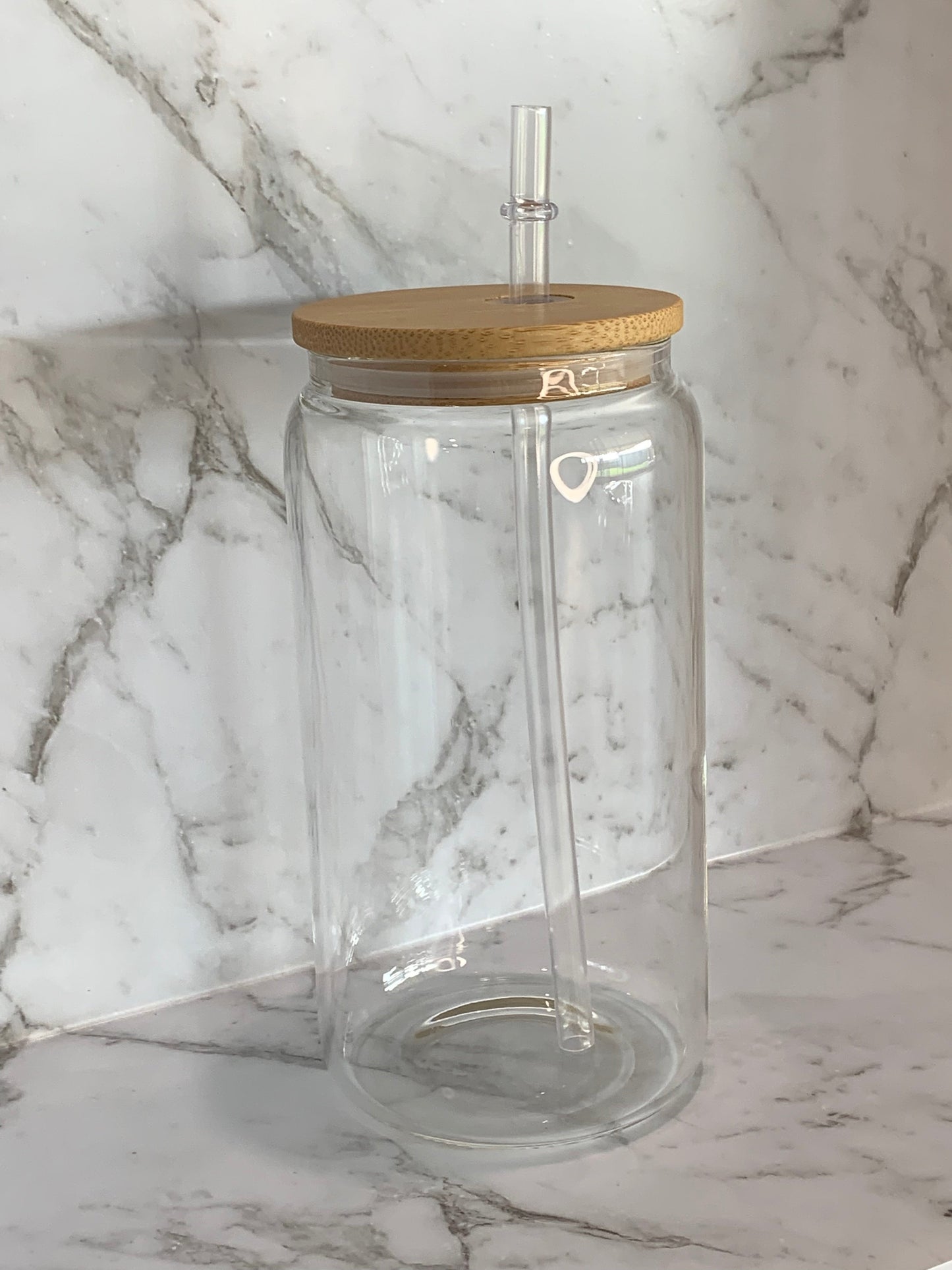 🥂 16oz CLEAR LIBBEY GLASS CAN – With Lid & Straw + FREE Glass Straw ✨