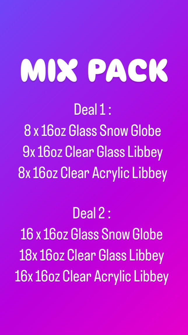 BULK MIX PACK Glass Snow Globes | Clear Glass | Acrylic Libbey