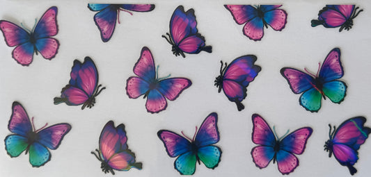 16oz UV DTF Libbey Wrap holographic pretty butterflies #163