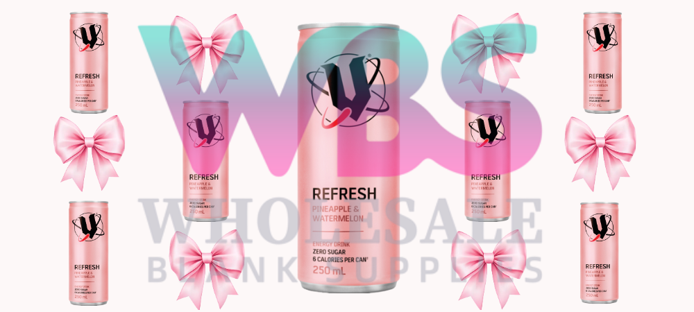 16oz UV DTF Libbey Wrap – V Refresh Energy Drinks Bows Pink Pineapple & Watermelon   #196