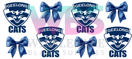 16oz UV DTF Libbey Wrap AFL geelong cats bows #a285