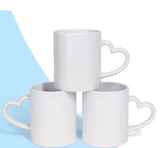 White Sublimation Ceramic Heart Handle 11oz Mug