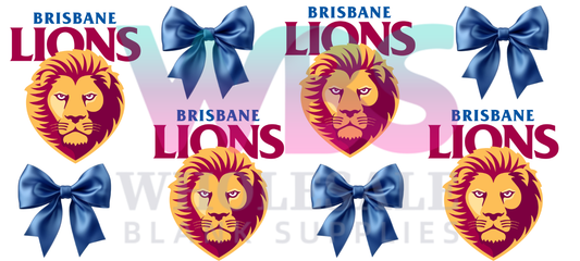 16oz UV DTF Libbey Wrap AFL brisbane lions bows #a392