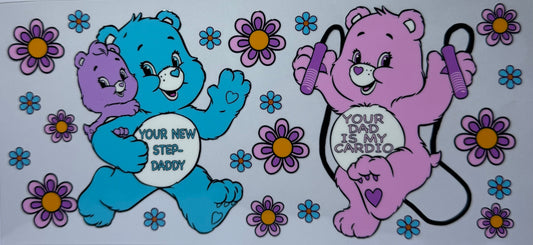 16oz UV DTF Libbey Wrap Care Bear your dad is my cardio #552