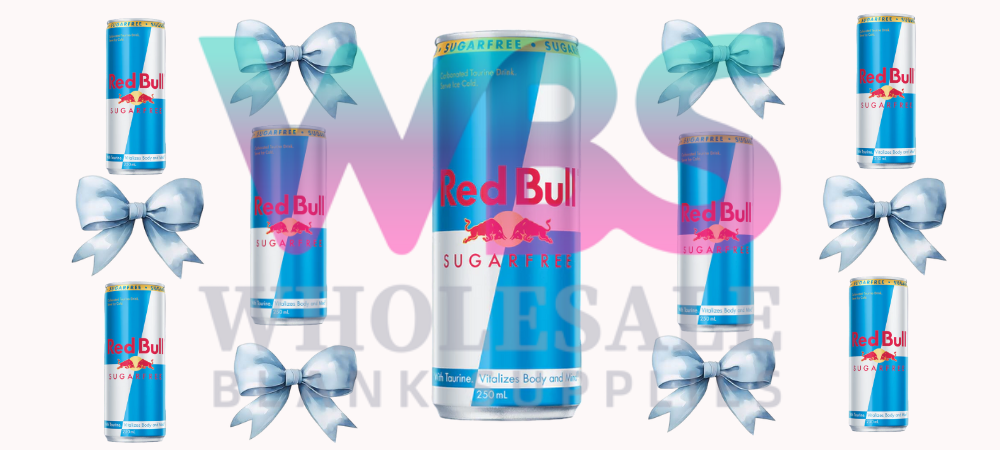 16oz UV DTF Libbey Wrap – Red Bull Can Energy Drink SUGAR FREE Blue Bow #172