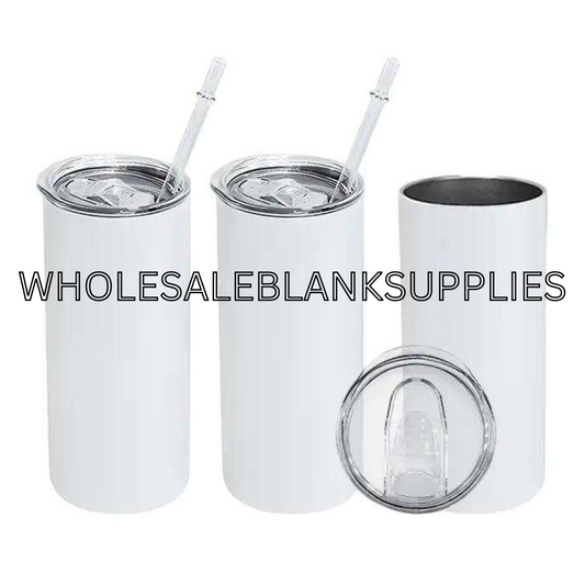 15oz Skinny Straight White Gloss Sublimation Tumbler