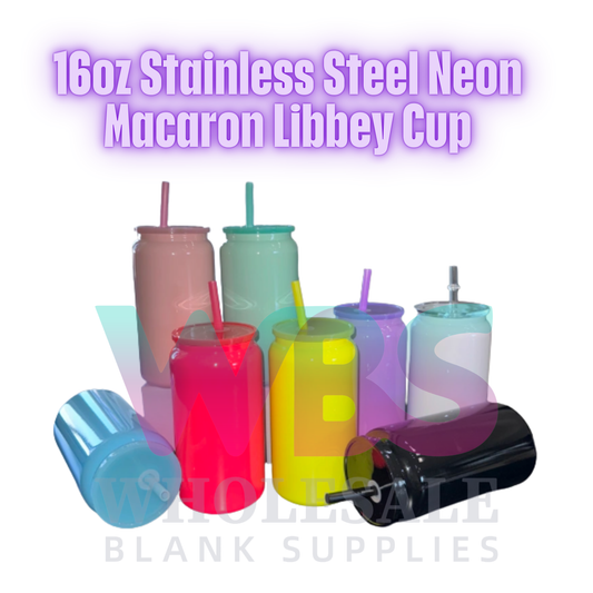 16oz Stainless Steel Neon Macaron Libbey Cup