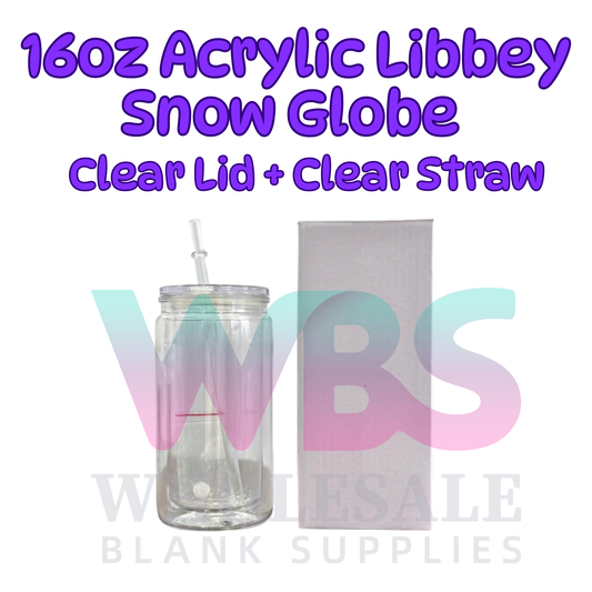 🌈 ACRYLIC 16oz Libbey Snow Globe Cup 💦